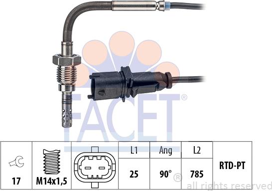 FACET 22.0147 - Датчик, температура выхлопных газов avtokuzovplus.com.ua