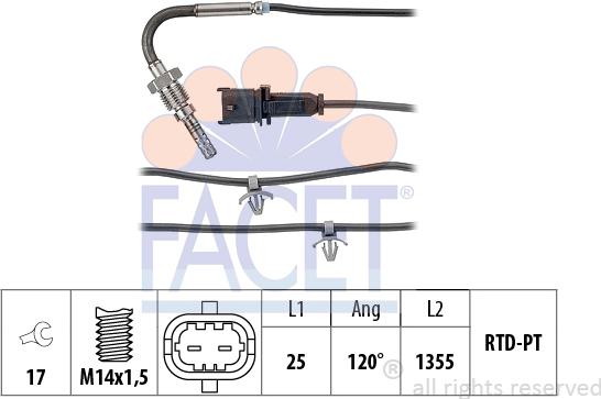 FACET 22.0230 - Датчик, температура выхлопных газов avtokuzovplus.com.ua