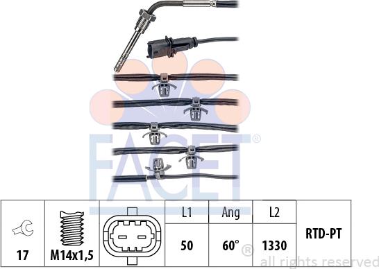 FACET 22.0234 - Датчик, температура выхлопных газов avtokuzovplus.com.ua