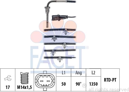 FACET 22.0239 - Датчик, температура вихлопних газів autocars.com.ua