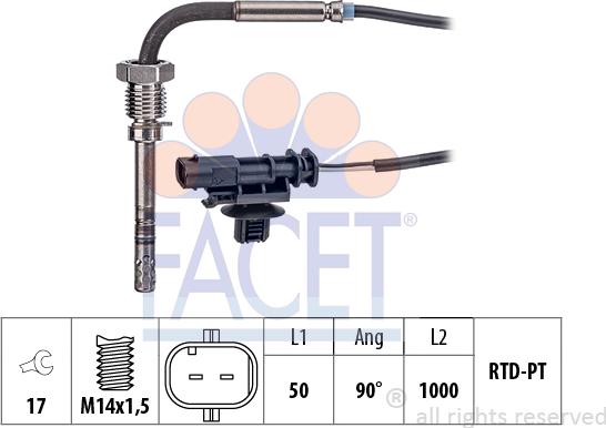 FACET 22.0248 - Датчик, температура вихлопних газів autocars.com.ua