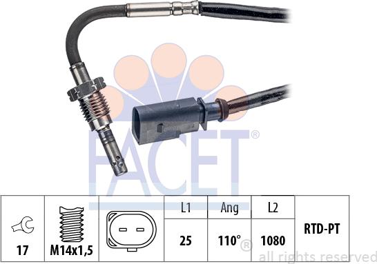 FACET 22.0253 - Датчик, температура выхлопных газов autodnr.net