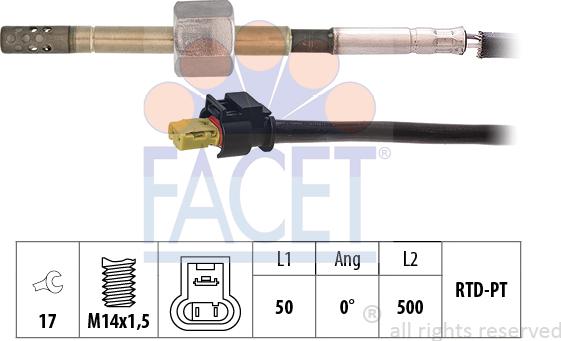 FACET 22.0306 - Датчик, температура выхлопных газов avtokuzovplus.com.ua