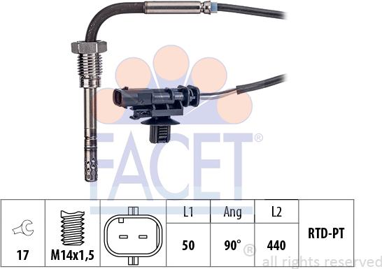 FACET 22.0340 - Датчик, температура выхлопных газов avtokuzovplus.com.ua