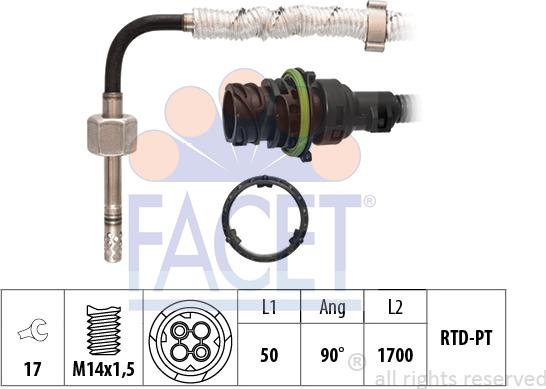 FACET 22.0379 - Датчик, температура вихлопних газів autocars.com.ua