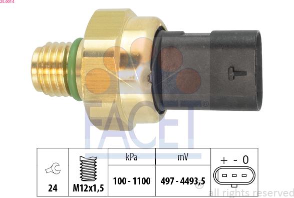 FACET 25.0014 - Датчик, давление масла avtokuzovplus.com.ua