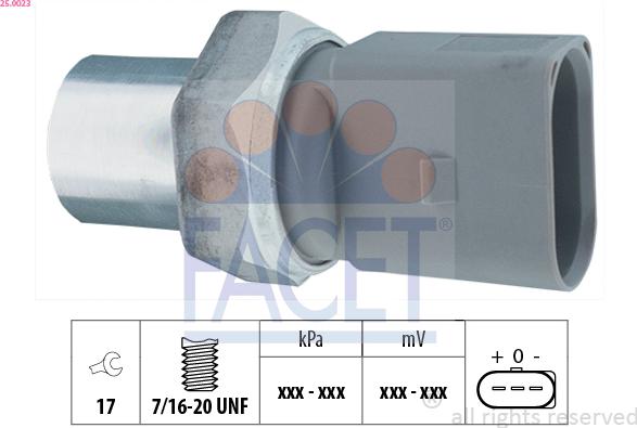 FACET 25.0023 - Пневматичний вимикач, кондиціонер autocars.com.ua