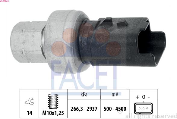 FACET 25.0024 - Пневматичний вимикач, кондиціонер autocars.com.ua