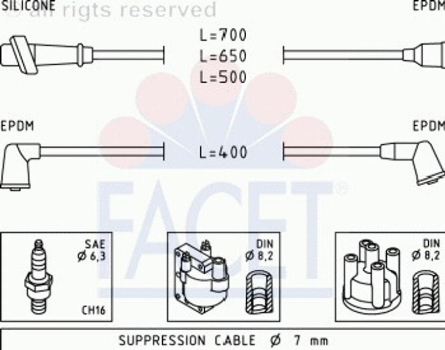 FACET 4.7018 - Комплект проводів запалювання autocars.com.ua
