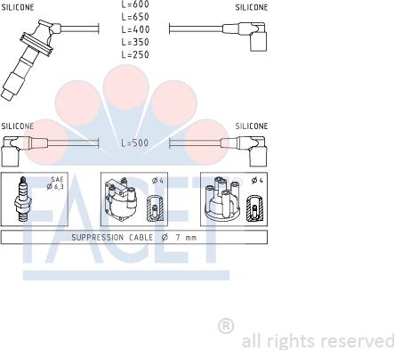 FACET 4.7064 - Комплект проводів запалювання autocars.com.ua