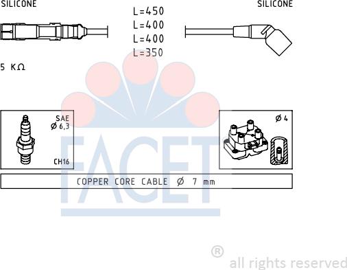 FACET 4.7069 - Комплект проводов зажигания avtokuzovplus.com.ua