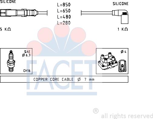 FACET 4.7223 - Комплект проводов зажигания avtokuzovplus.com.ua