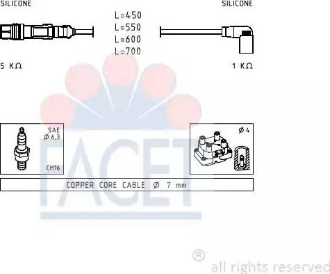 FACET 4.7254 - Комплект проводів запалювання autocars.com.ua