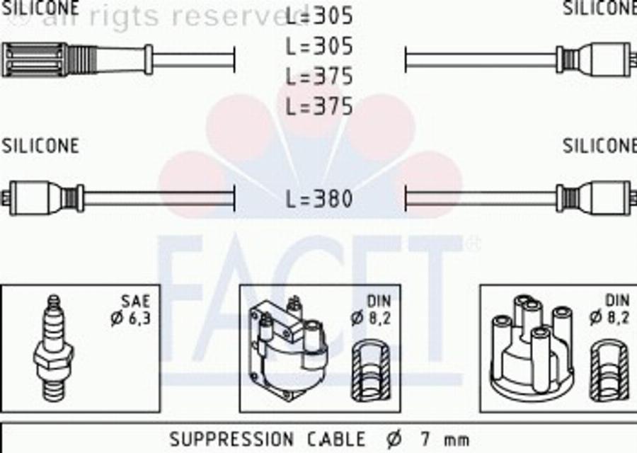 FACET 4.8389 - Комплект проводов зажигания avtokuzovplus.com.ua