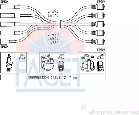 FACET 4.8429 - Комплект проводов зажигания avtokuzovplus.com.ua