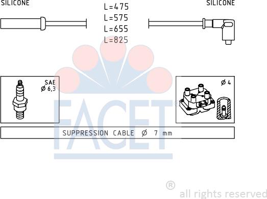 FACET 4.8494 - Комплект проводів запалювання autocars.com.ua