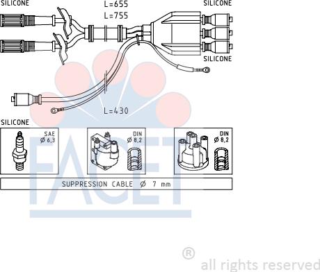 FACET 4.8507 - Комплект проводів запалювання autocars.com.ua
