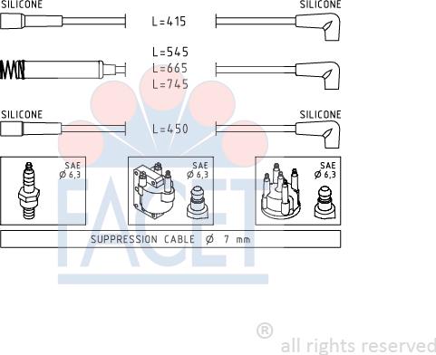 FACET 4.8514 - Комплект проводов зажигания avtokuzovplus.com.ua