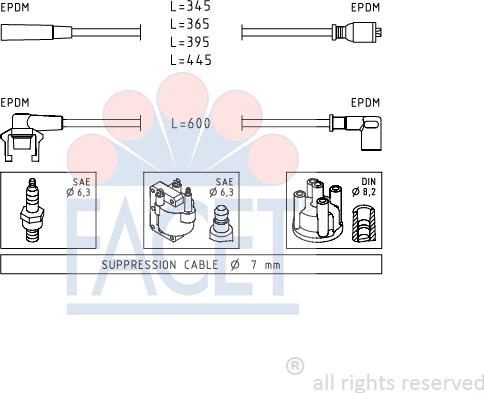 FACET 4.8543 - Комплект проводов зажигания avtokuzovplus.com.ua