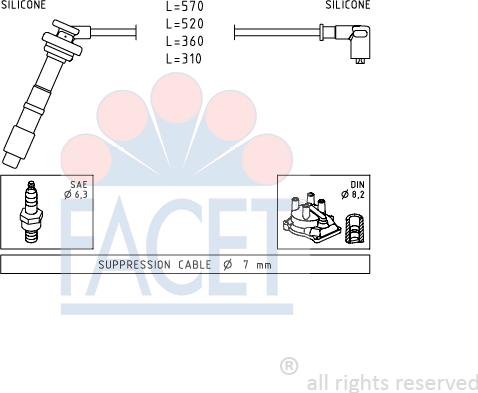 FACET 4.8608 - Комплект проводов зажигания autodnr.net