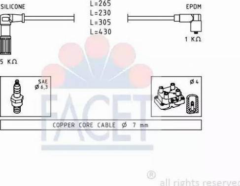 FACET 4.8613 - Комплект проводов зажигания avtokuzovplus.com.ua