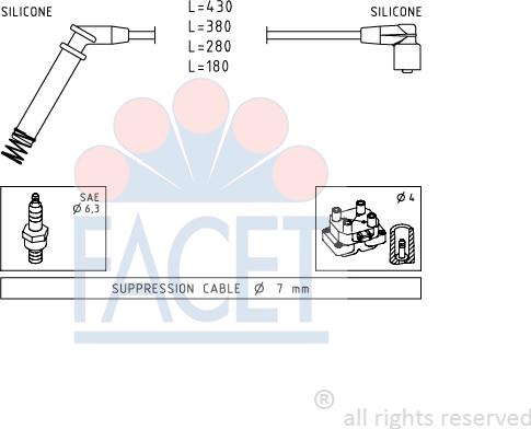 FACET 4.8634 - Комплект проводов зажигания avtokuzovplus.com.ua