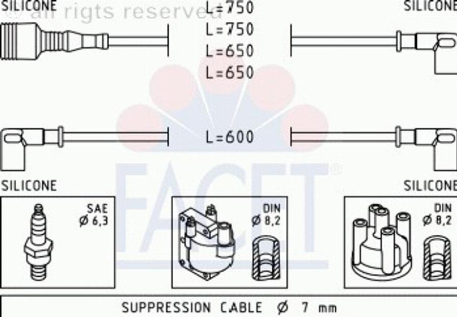 FACET 4.8659 - Комплект проводів запалювання autocars.com.ua