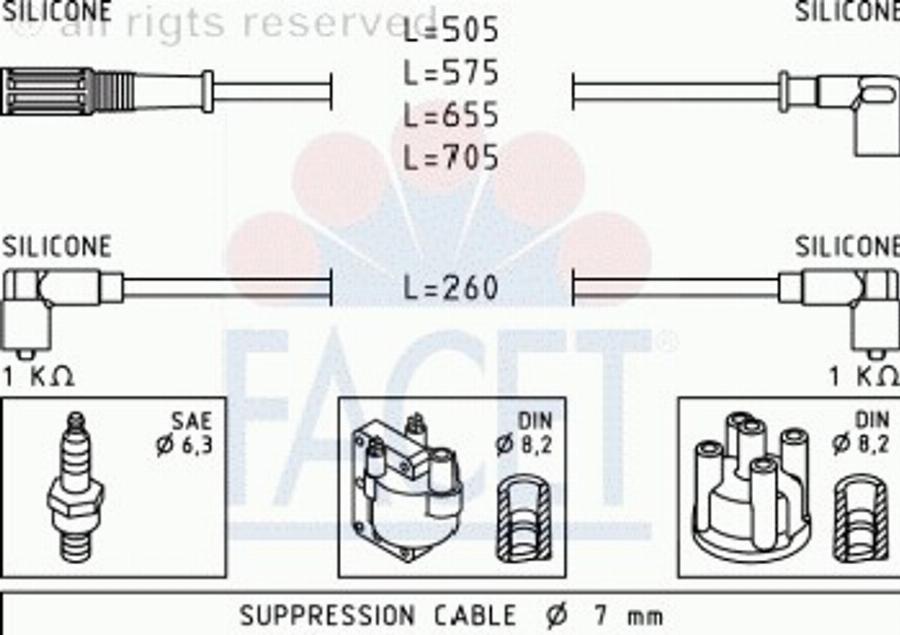 FACET 48693 - Комплект проводов зажигания avtokuzovplus.com.ua