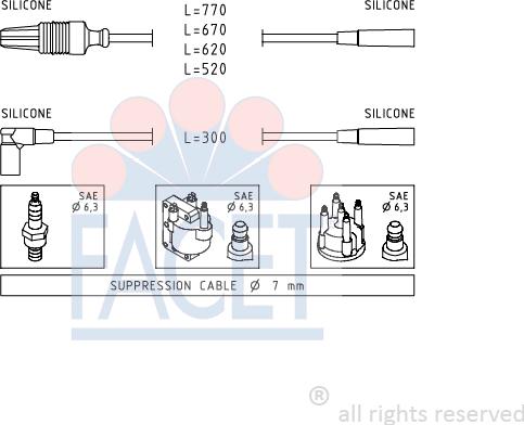 FACET 4.8780 - Комплект проводов зажигания avtokuzovplus.com.ua