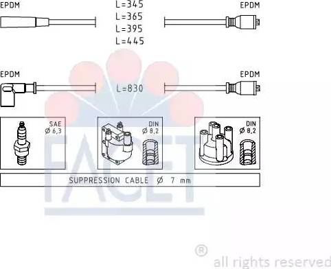 FACET 4.8839 - Комплект проводов зажигания avtokuzovplus.com.ua