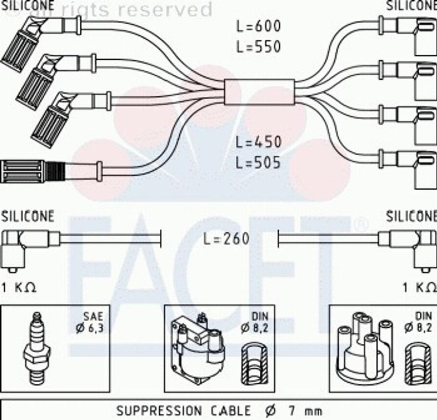 FACET 4.9001 - Комплект проводов зажигания avtokuzovplus.com.ua