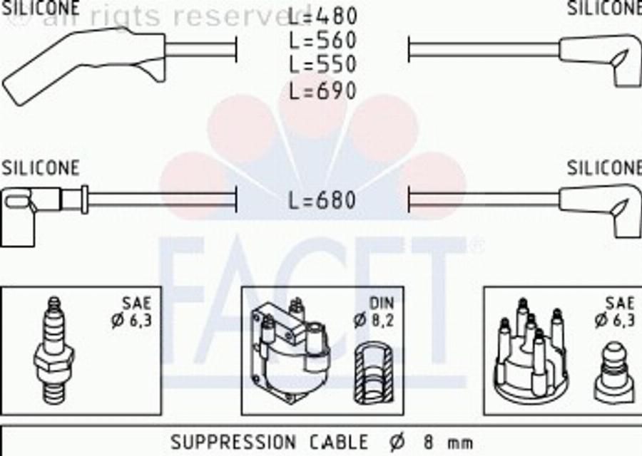 FACET 4 9016 - Комплект проводов зажигания avtokuzovplus.com.ua