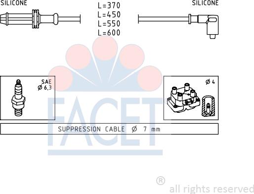 FACET 4.9025 - Комплект проводов зажигания avtokuzovplus.com.ua