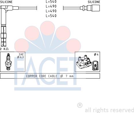 FACET 4.9305 - Комплект проводов зажигания avtokuzovplus.com.ua