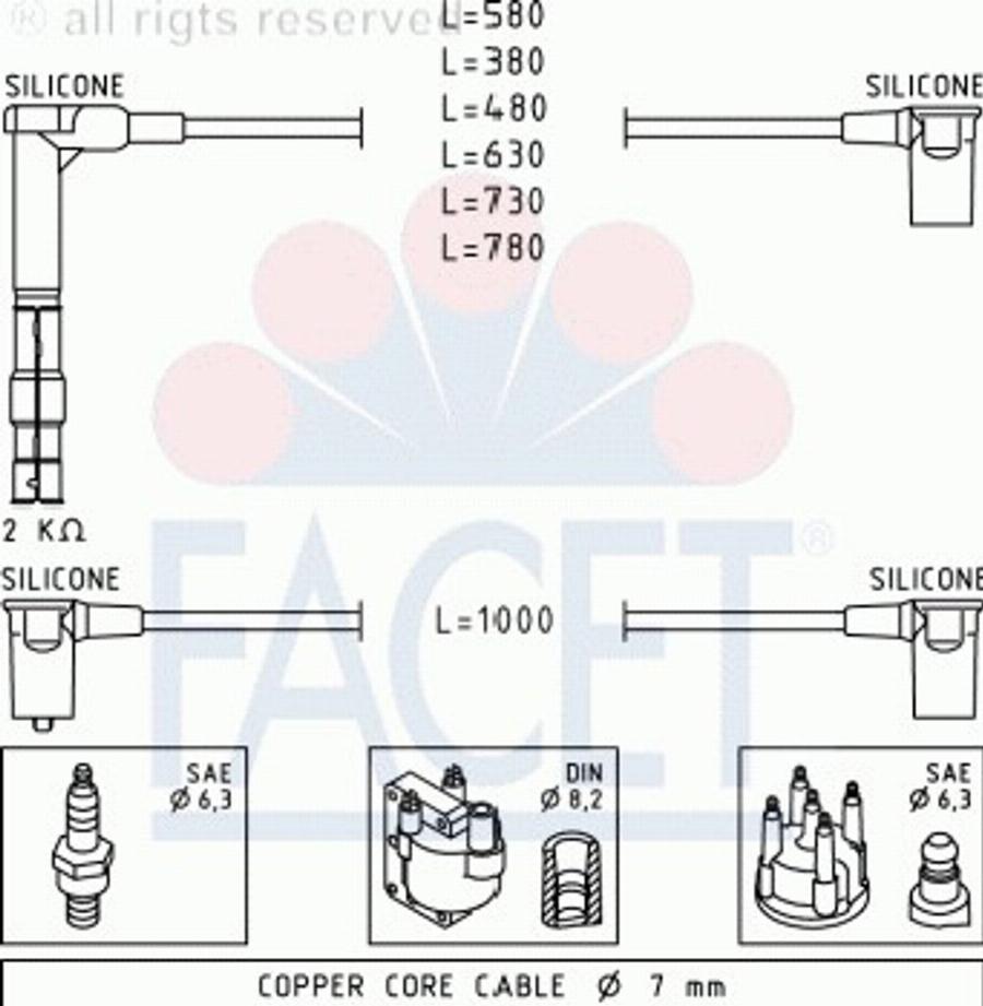 FACET 49307 - Комплект проводів запалювання autocars.com.ua