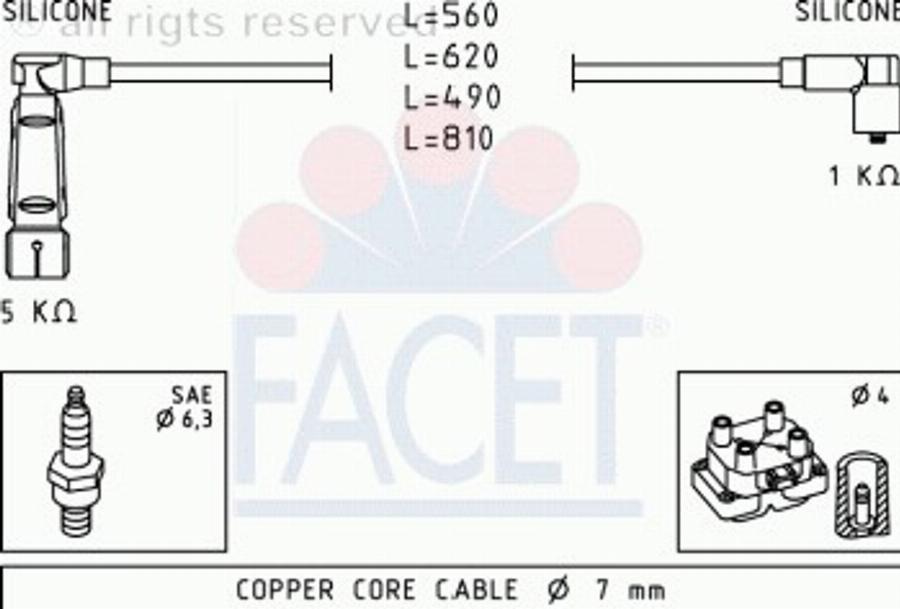 FACET 4.9350 - Комплект проводів запалювання autocars.com.ua