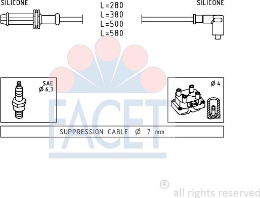 FACET 4.9374 - Комплект проводов зажигания avtokuzovplus.com.ua