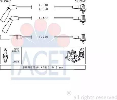 FACET 4.9393 - Комплект проводов зажигания avtokuzovplus.com.ua