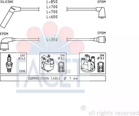 FACET 4.9407 - Комплект проводов зажигания avtokuzovplus.com.ua