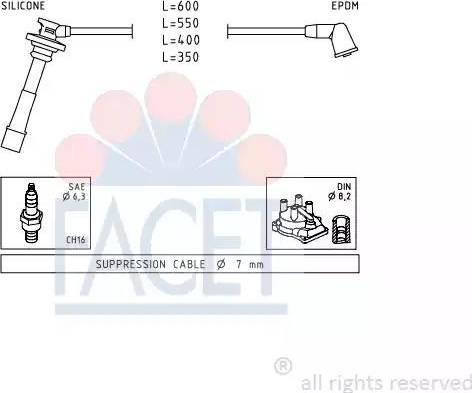 FACET 4.9432 - Комплект проводів запалювання autocars.com.ua