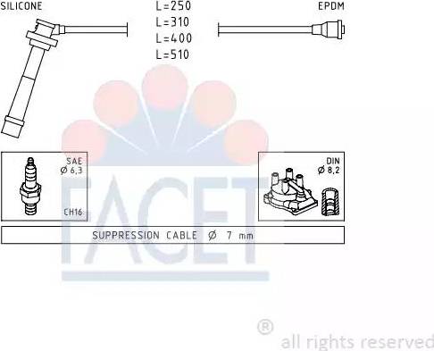 FACET 4.9434 - Комплект проводов зажигания avtokuzovplus.com.ua