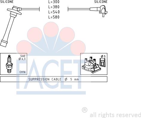 FACET 4.9435 - Комплект проводов зажигания avtokuzovplus.com.ua