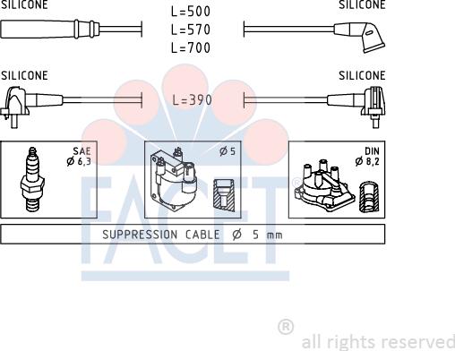 FACET 4.9436 - Комплект проводів запалювання autocars.com.ua