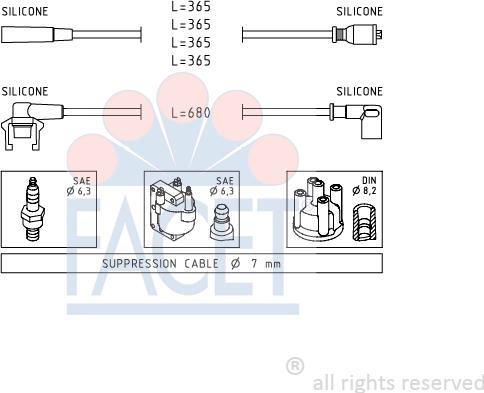 FACET 4.9497 - Комплект проводов зажигания avtokuzovplus.com.ua