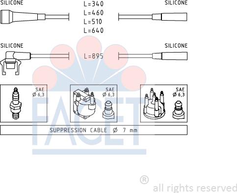 FACET 4.9499 - Комплект проводов зажигания avtokuzovplus.com.ua