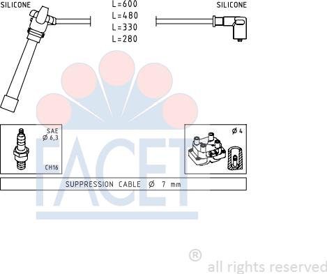 FACET 4.9505 - Комплект проводів запалювання autocars.com.ua