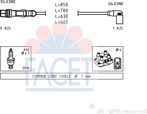 FACET 4.9601 - Комплект проводов зажигания autodnr.net