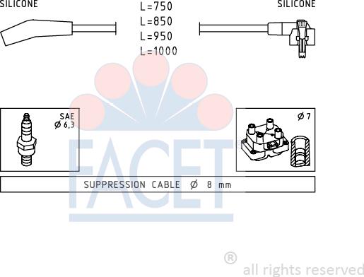 FACET 4.9639 - Комплект проводов зажигания avtokuzovplus.com.ua