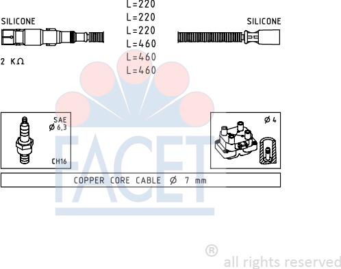 FACET 4.9643 - Комплект проводов зажигания avtokuzovplus.com.ua