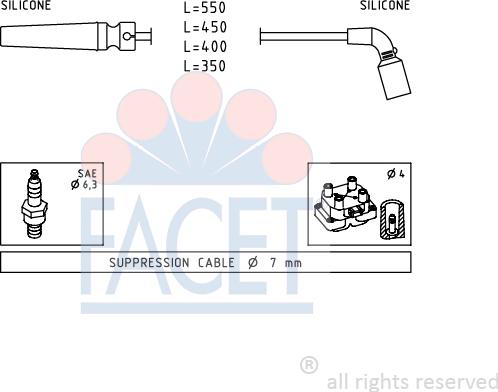 FACET 4.9680 - Комплект проводів запалювання autocars.com.ua